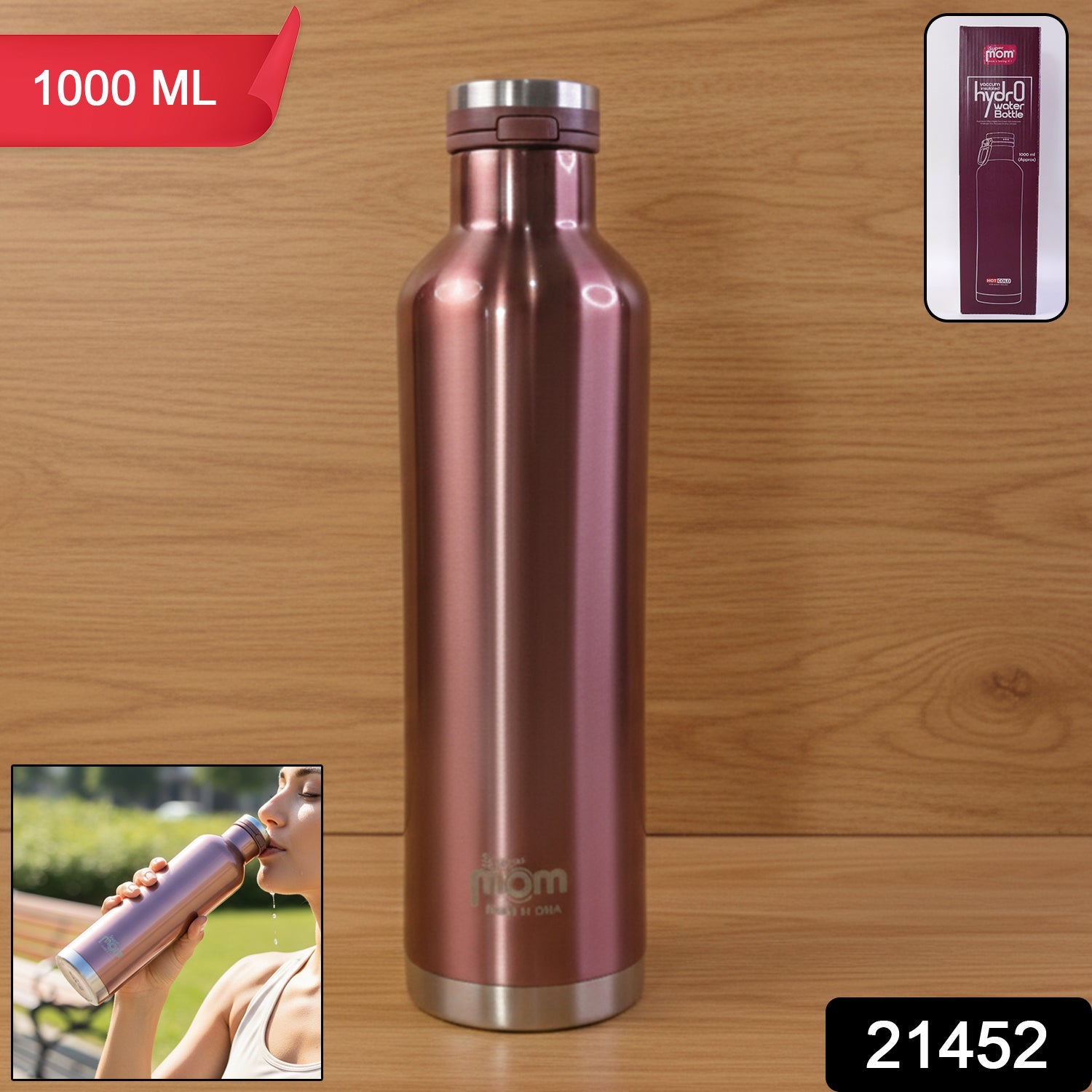 Large 1000 ml vacuum flask stainless steel water bottle for hydration
