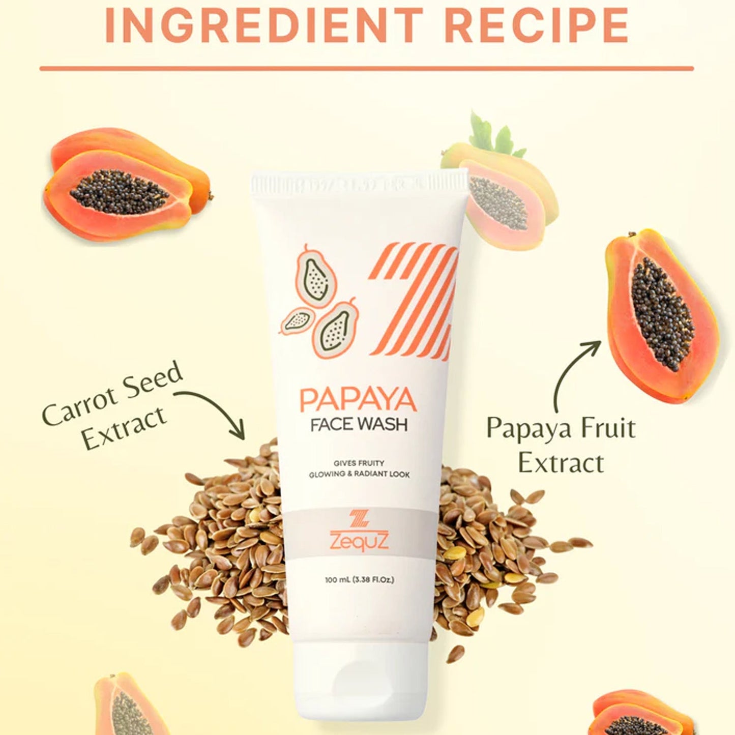 Natural elements representing papaya extract used in face wash