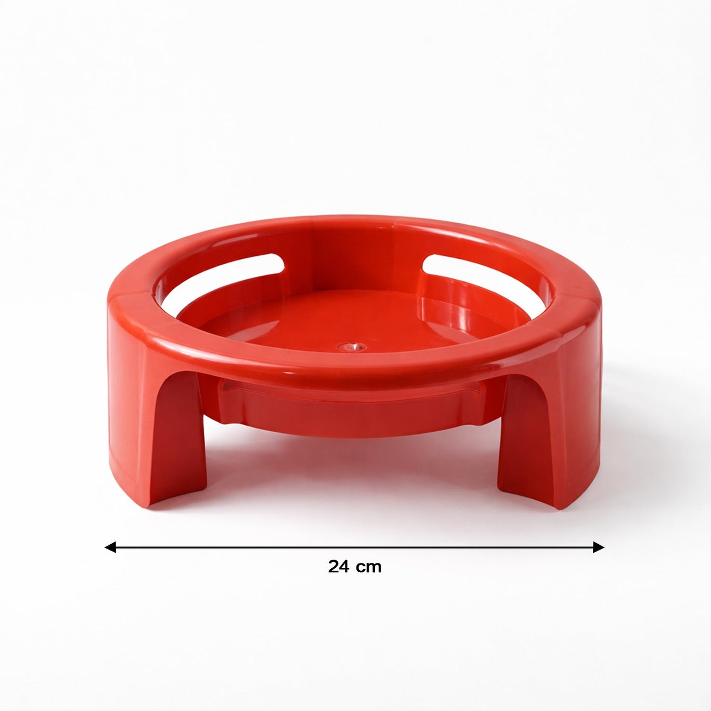 Matka Stand holding an LPG gas cylinder, showing its heavy-duty weight capacity.
