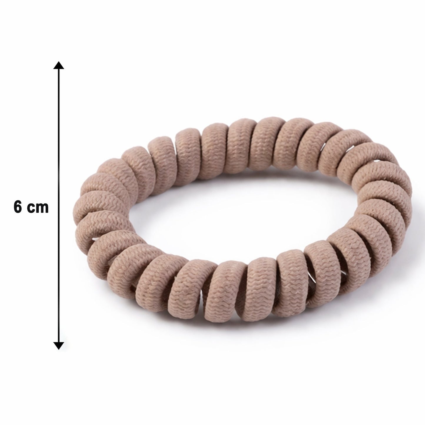 Coil hair band displayed on flat surface showing texture