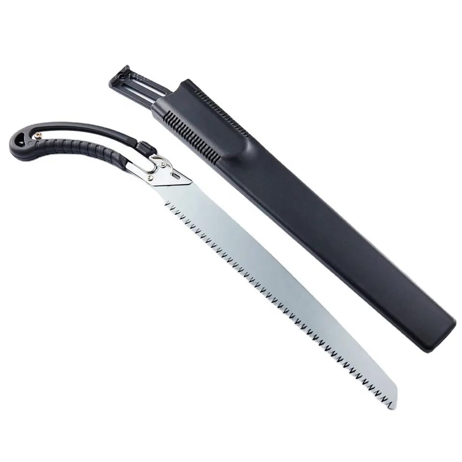 Sharp teeth of the hand pruning saw designed for efficient wood cutting.
