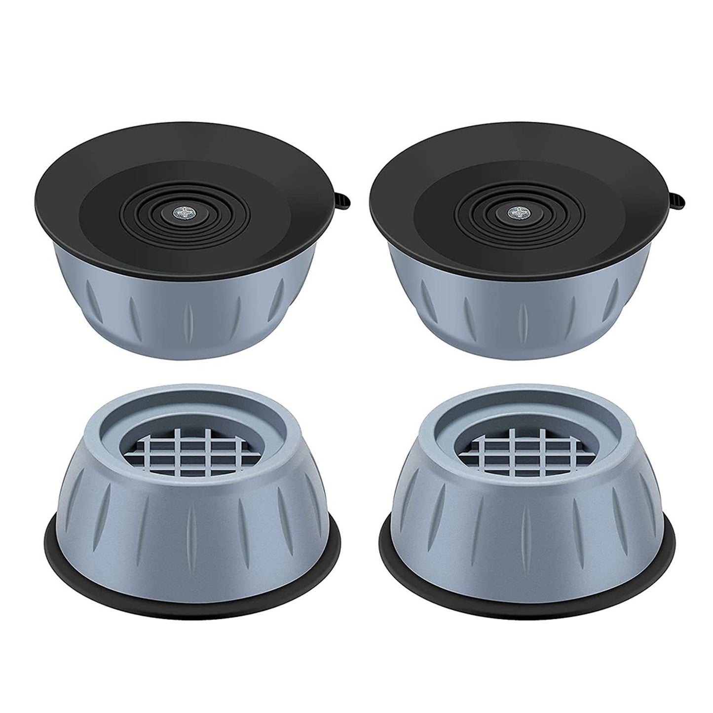 Set of four anti vibration pads with suction cup feet for washing machines.