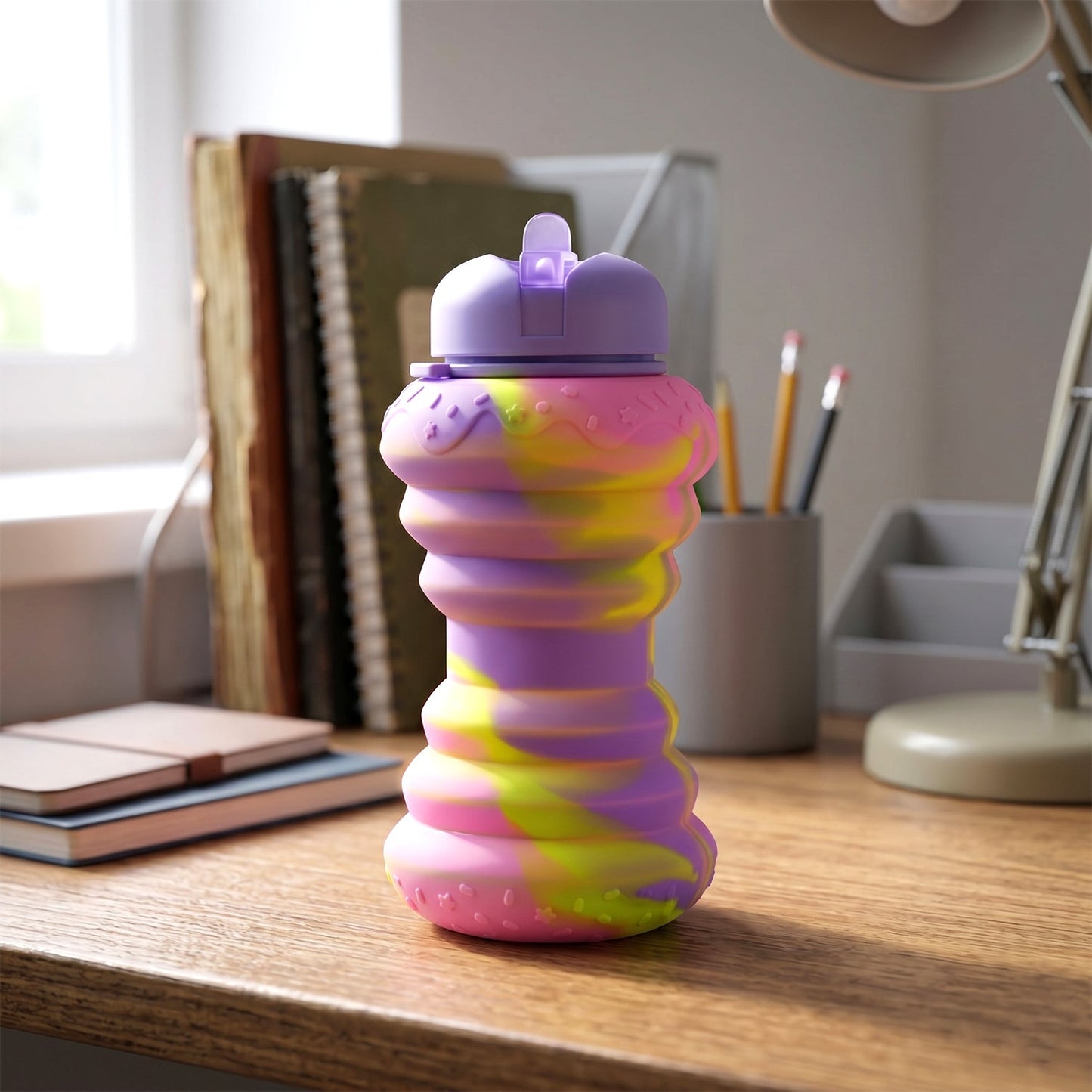 Travel-friendly lightweight silicone water bottle