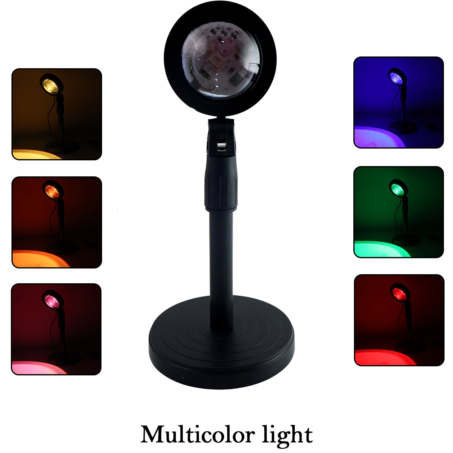 Two Sunset Projection Lamps displaying different color modes for comparison.