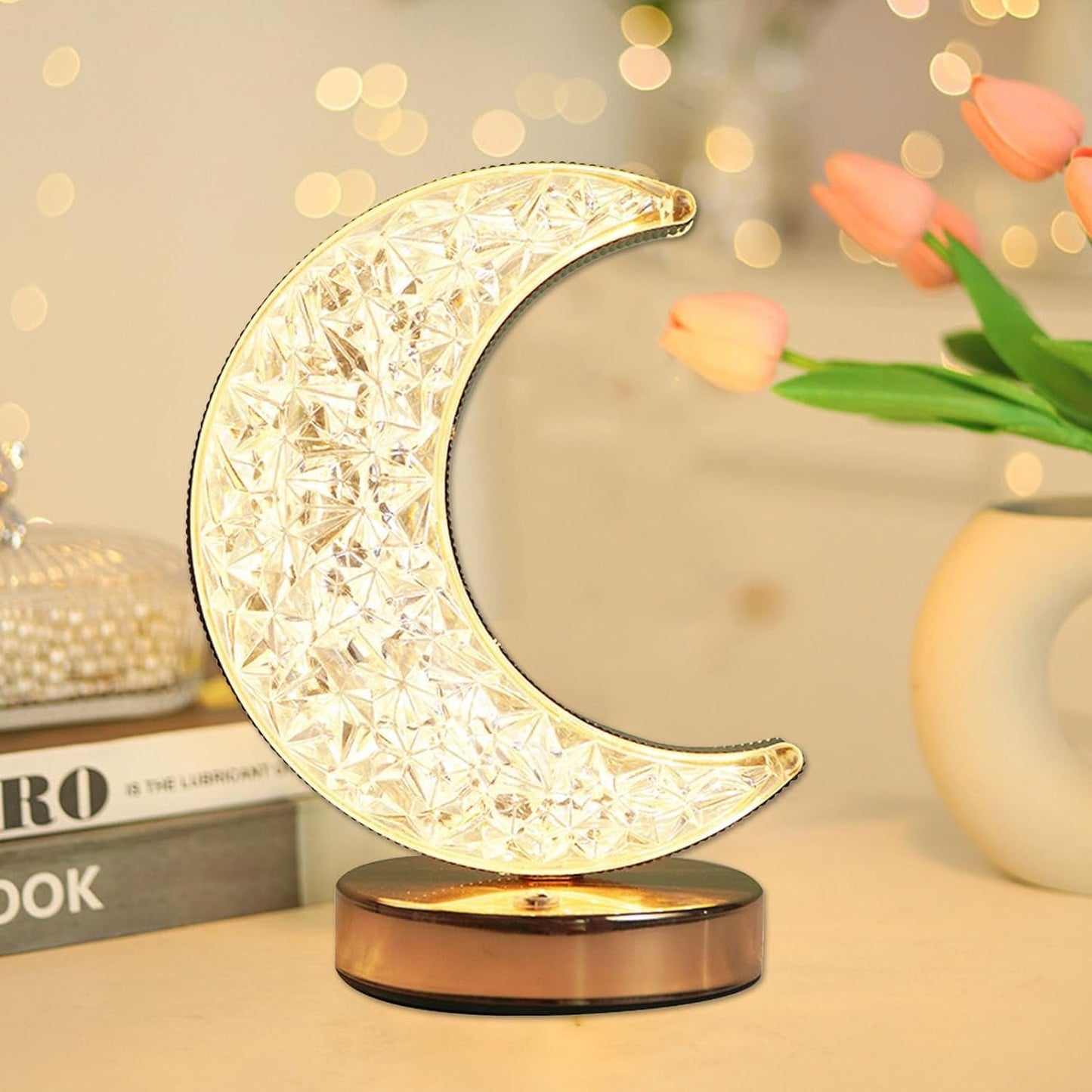 Moon Crystal Lamp demonstrating seamless 3-color light transitions.