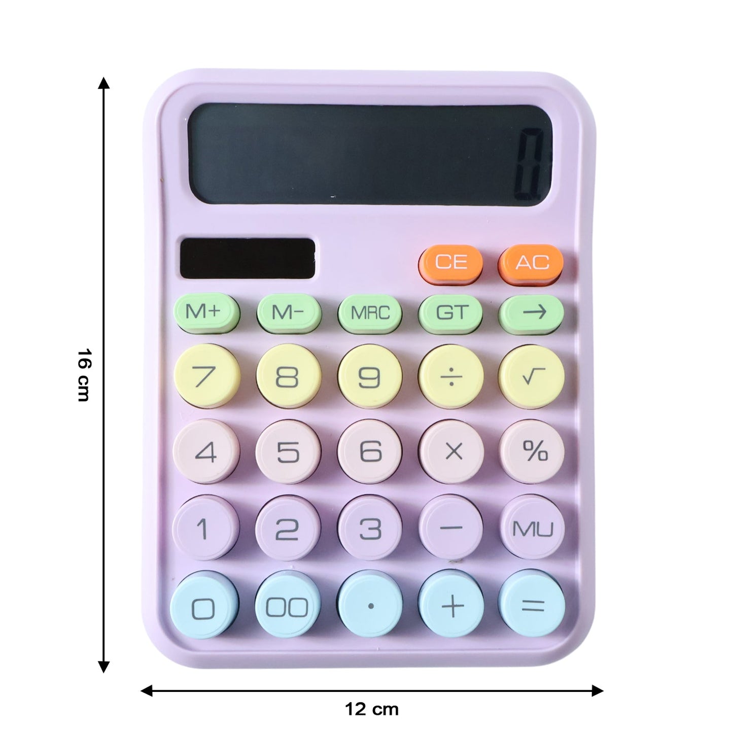 Close-up of calculator soft keys and large display screen