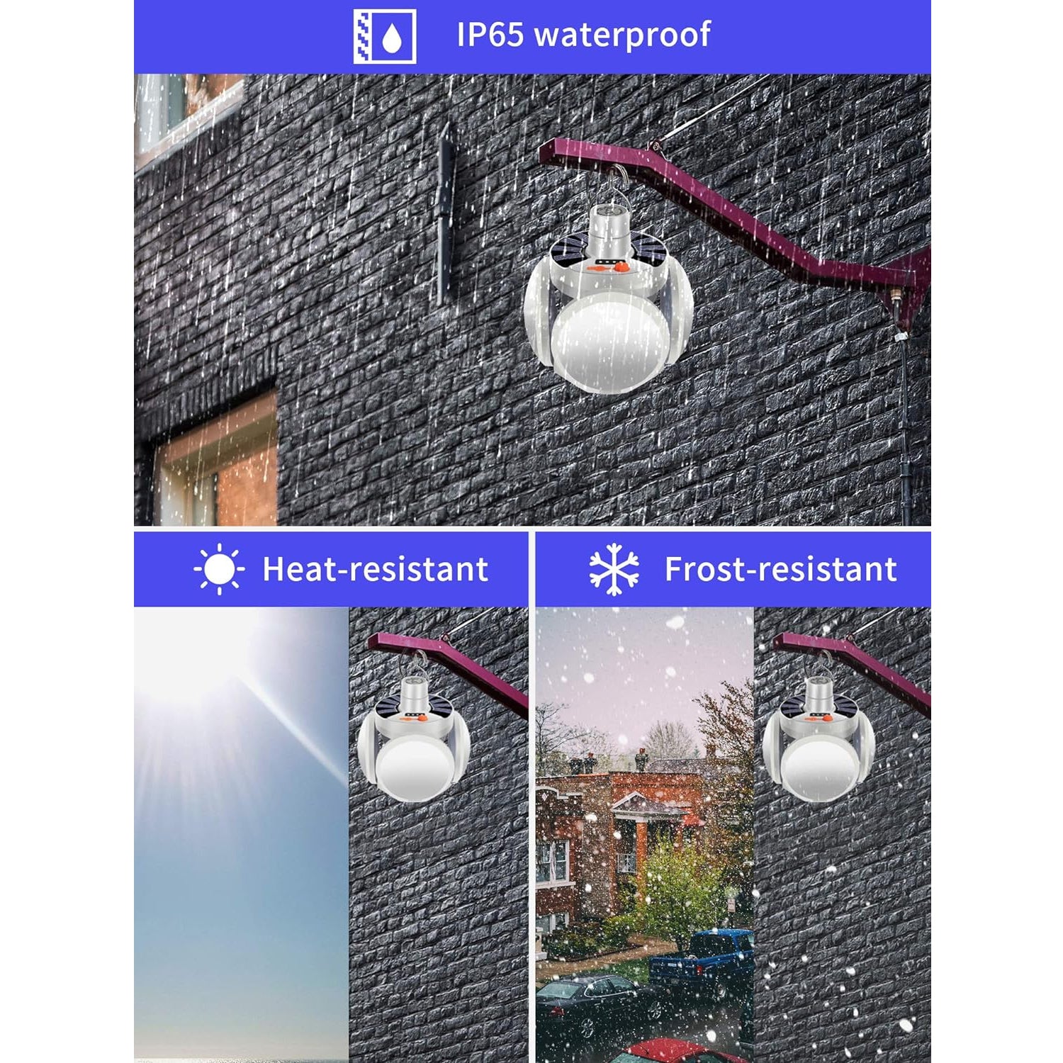 Top view of the foldable Solar Camping Light, highlighting solar panels.