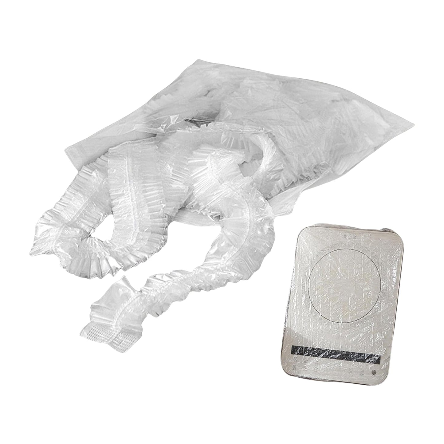 Close-up of the thick clear plastic material of the disposable furniture cover.