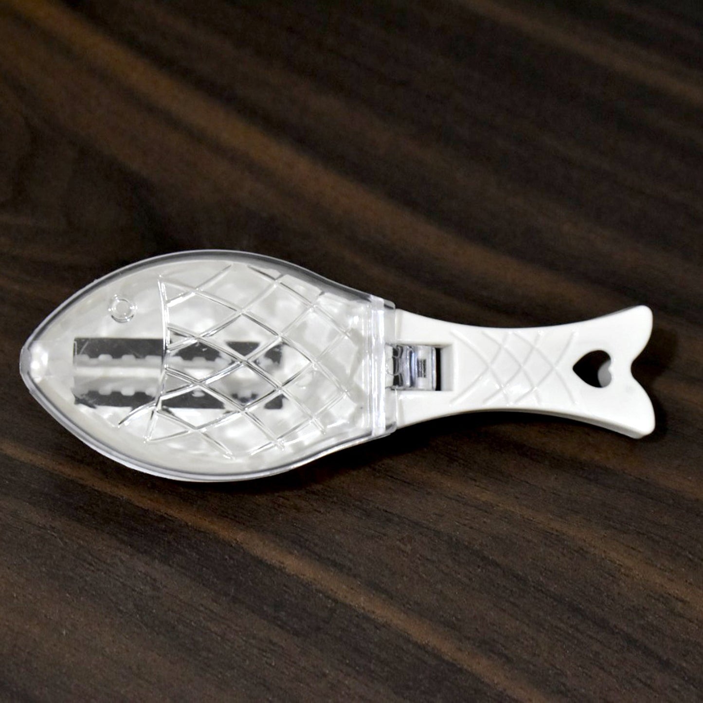 The compact Fish Scale Scraper with a hanging hole for convenient storage.
