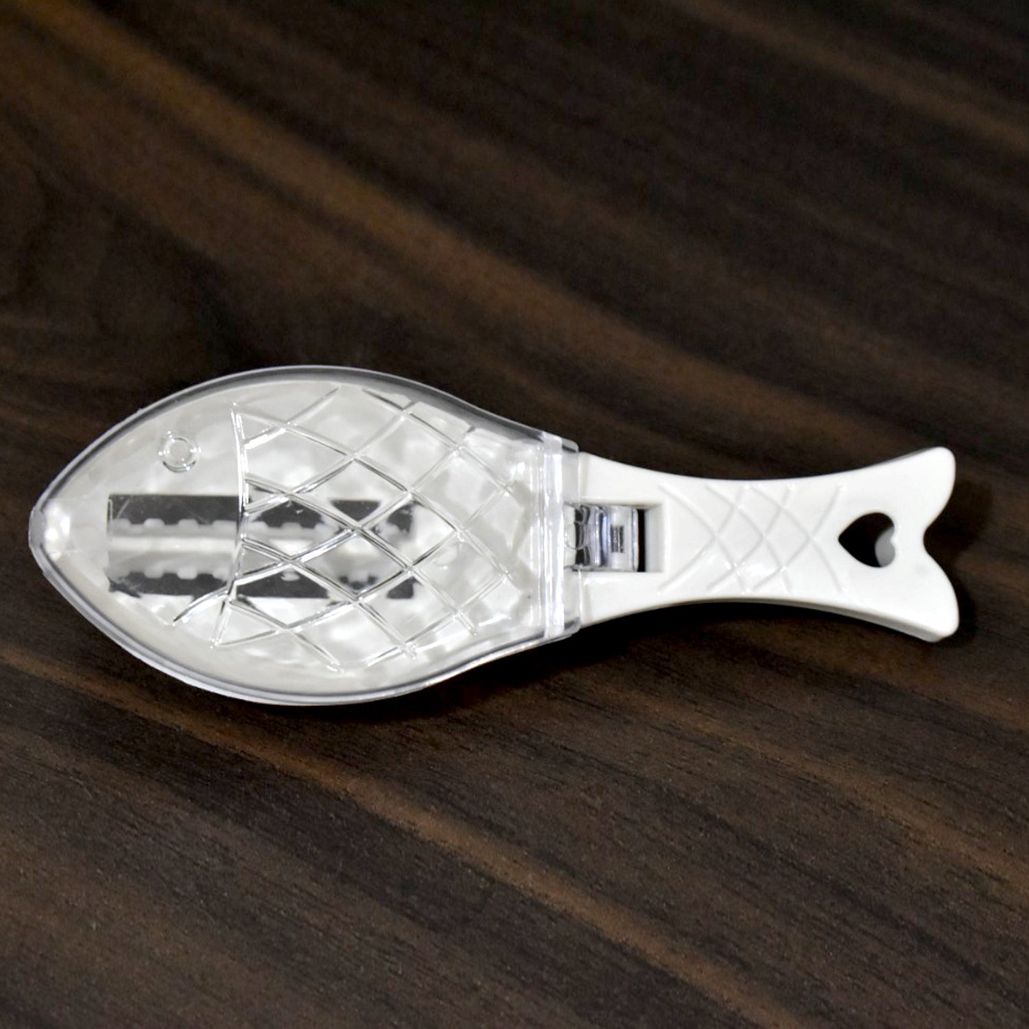 The compact Fish Scale Scraper with a hanging hole for convenient storage.