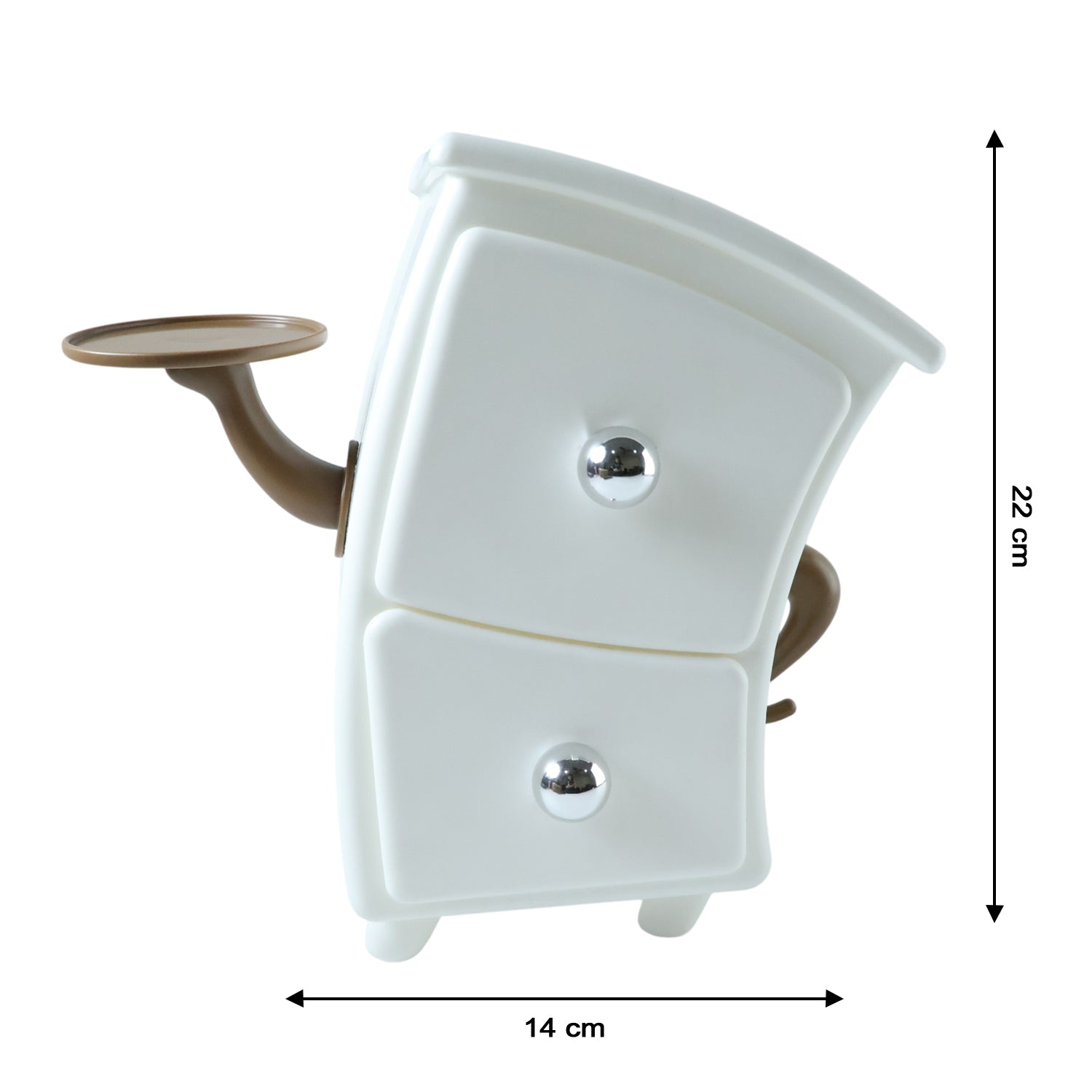 Compact desktop drawer organizer with side hook for keys and accessories