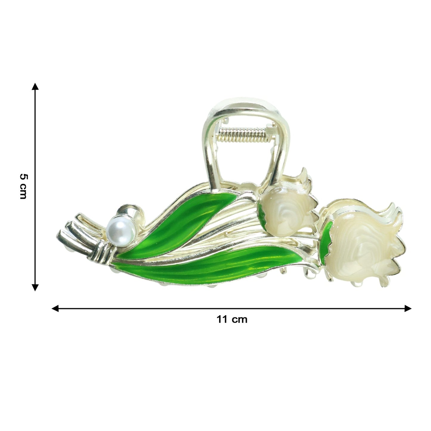 Elegant decorative hair claw clip with floral and pearl details