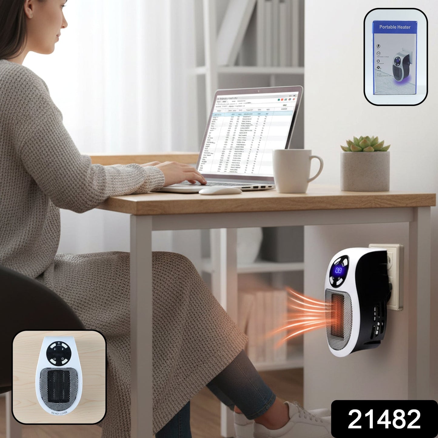 Electric space heater with digital display for easy control
