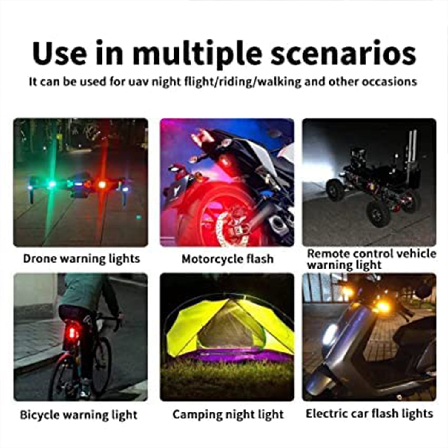 Vibrant RGB LED strobe light powerfully illuminating in darkness, ensuring high visibility.