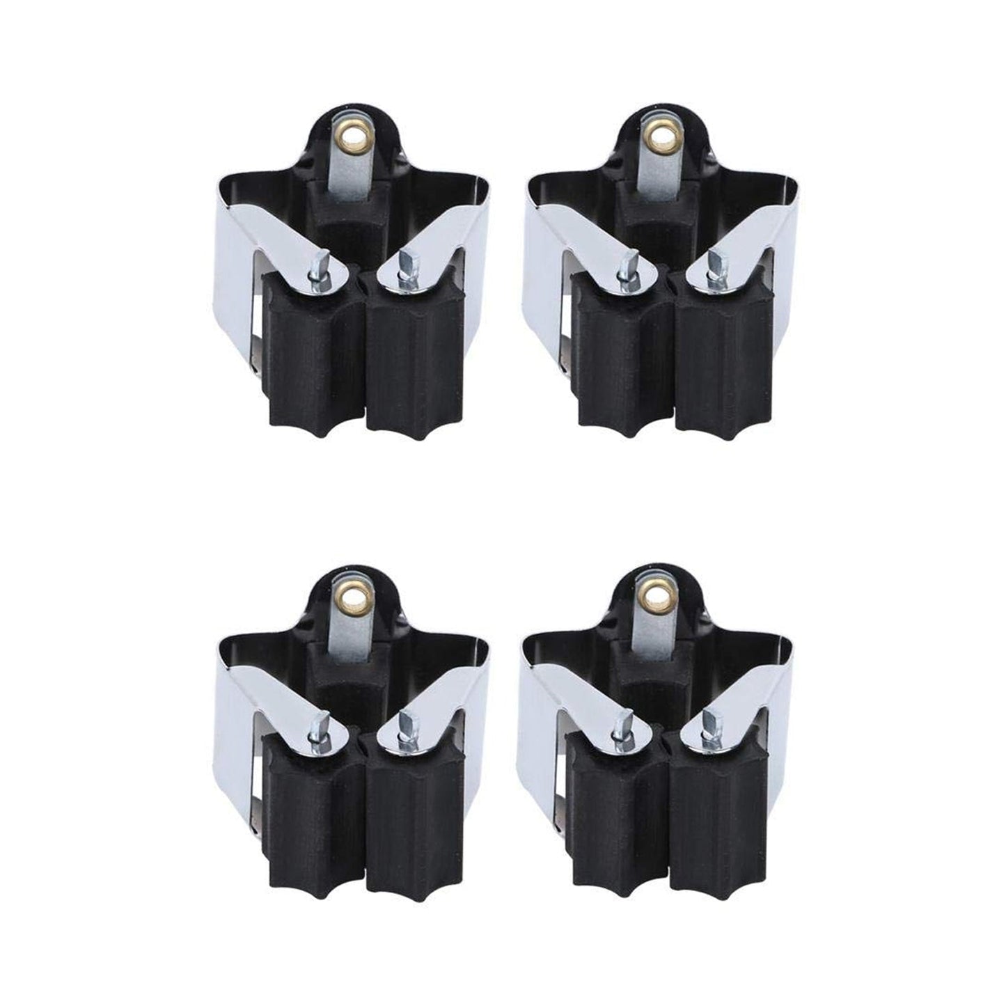 Variety of cleaning and garden tools neatly organized on multiple wall mount holders.