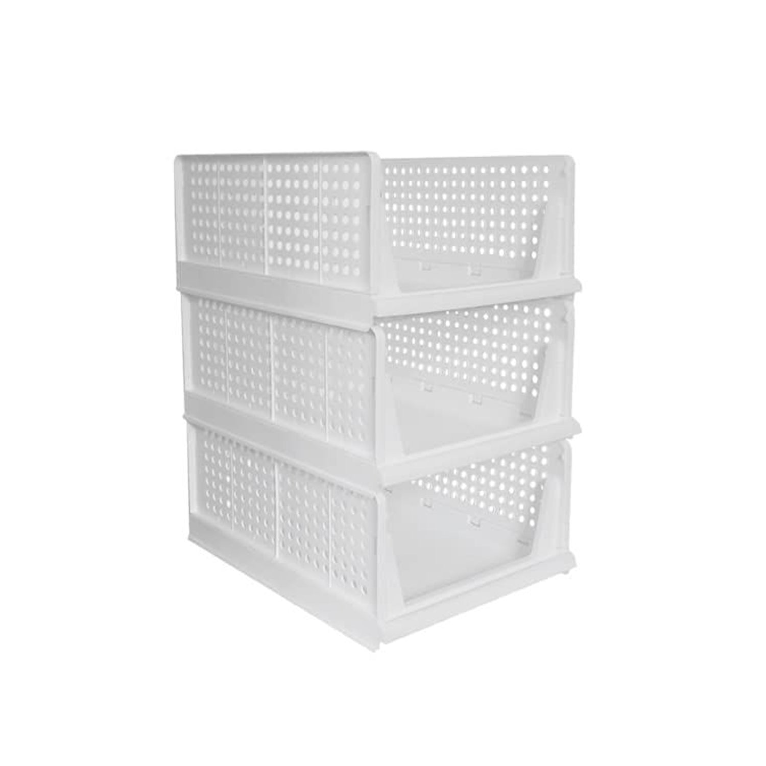 Stackable 3-layer closet organizer, perfect for efficient wardrobe clothes storage and decluttering.