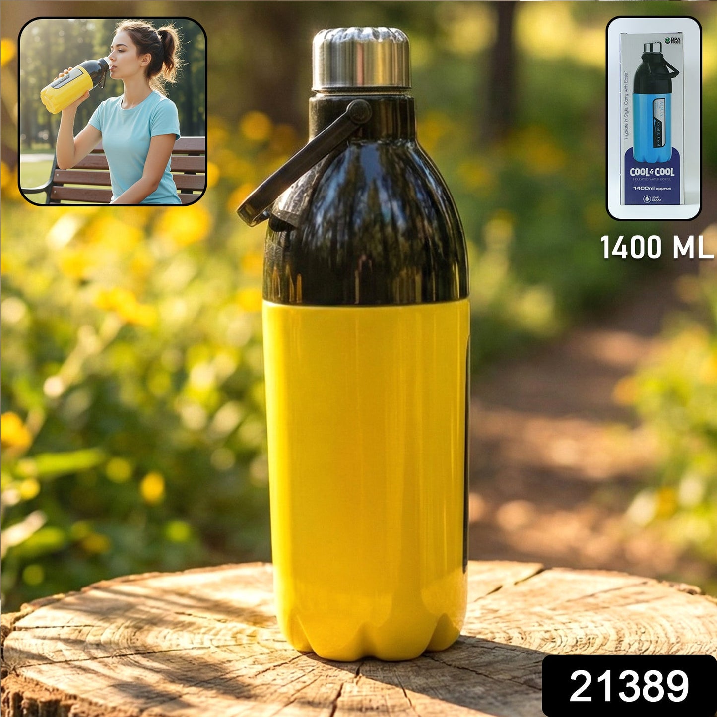 1400ml leakproof water bottle with durable screw cap lid