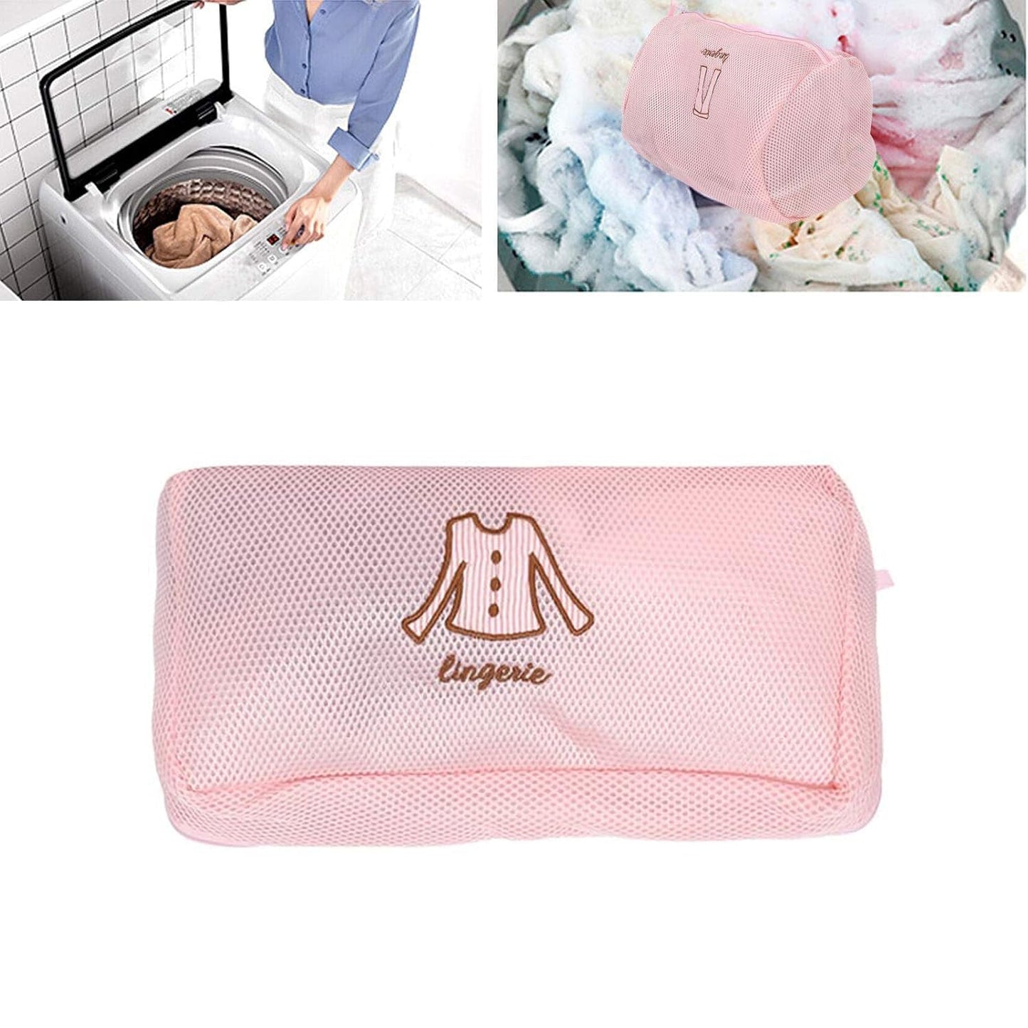 A full view of the premium lingerie wash bag, ready for use.