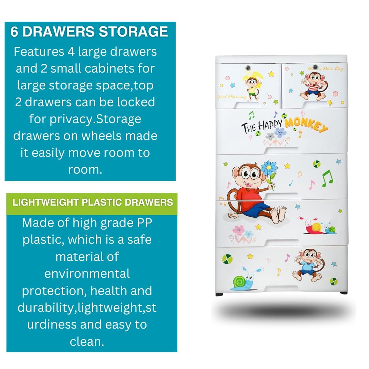 Bright and durable kids chest of drawers for clutter-free room storage