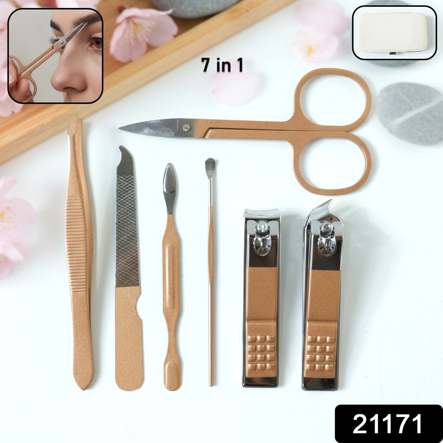Set of nail care tools including cutter, scissors, and nail file for manicure kit