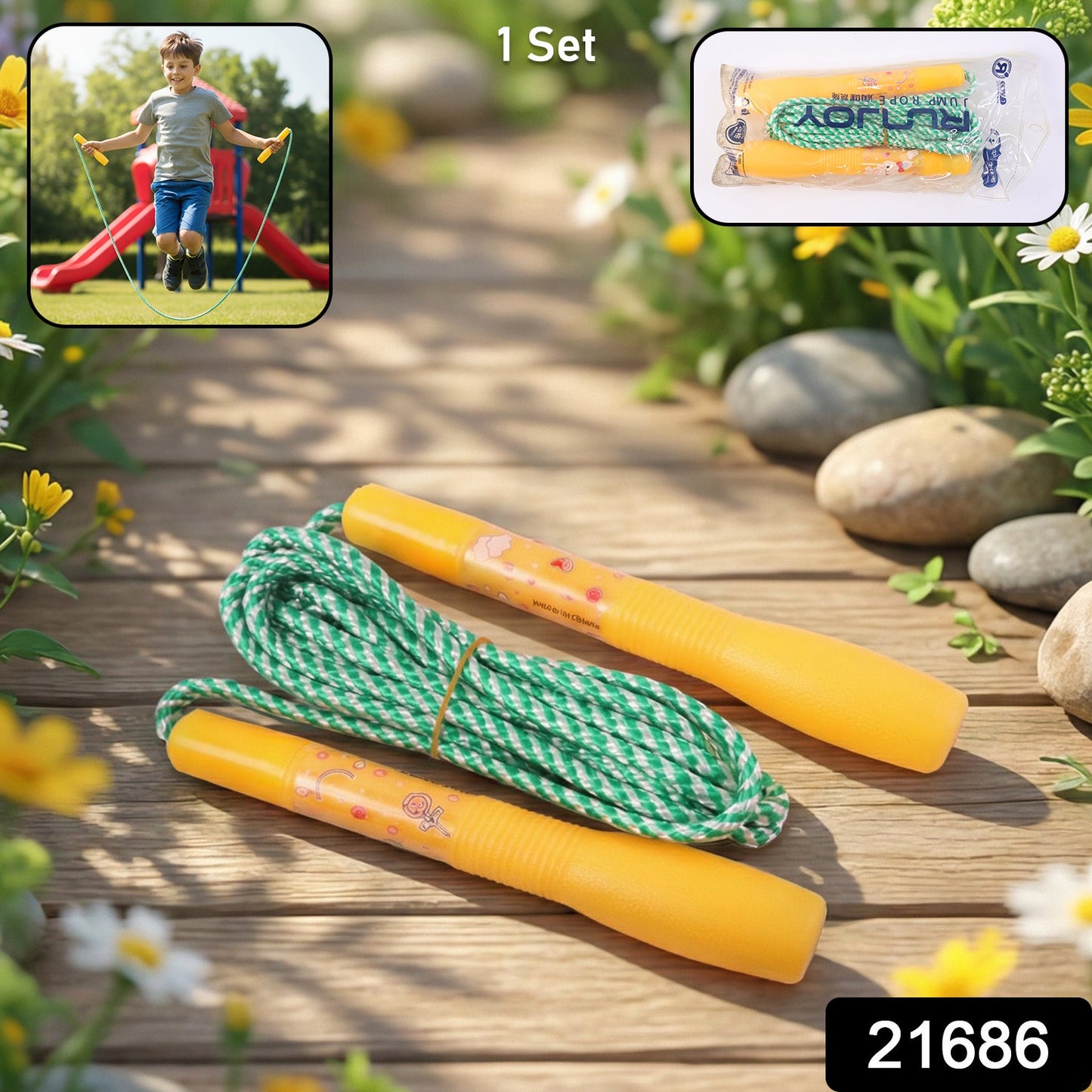 Close-up of the flexible skipping rope designed for kids