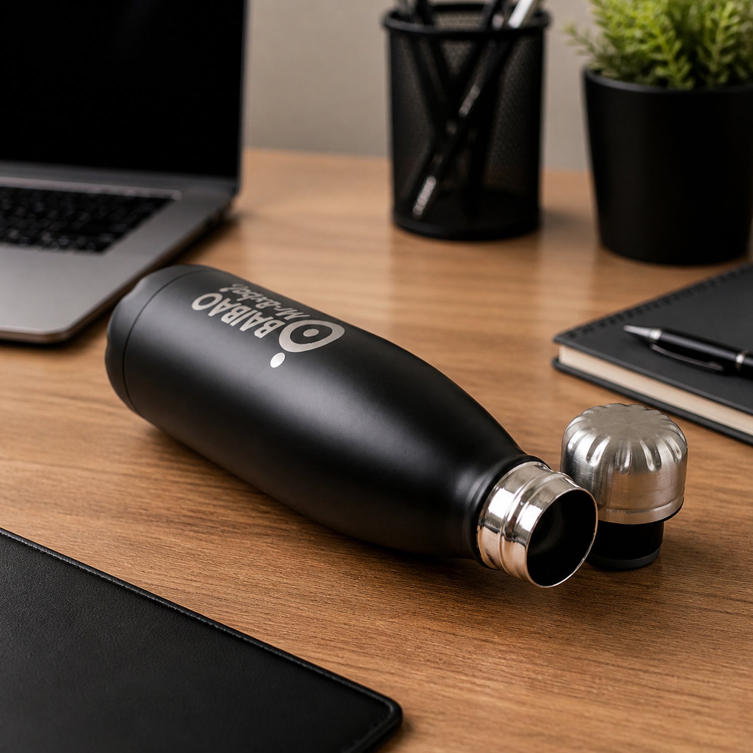 Insulated water bottle showcasing sturdy build