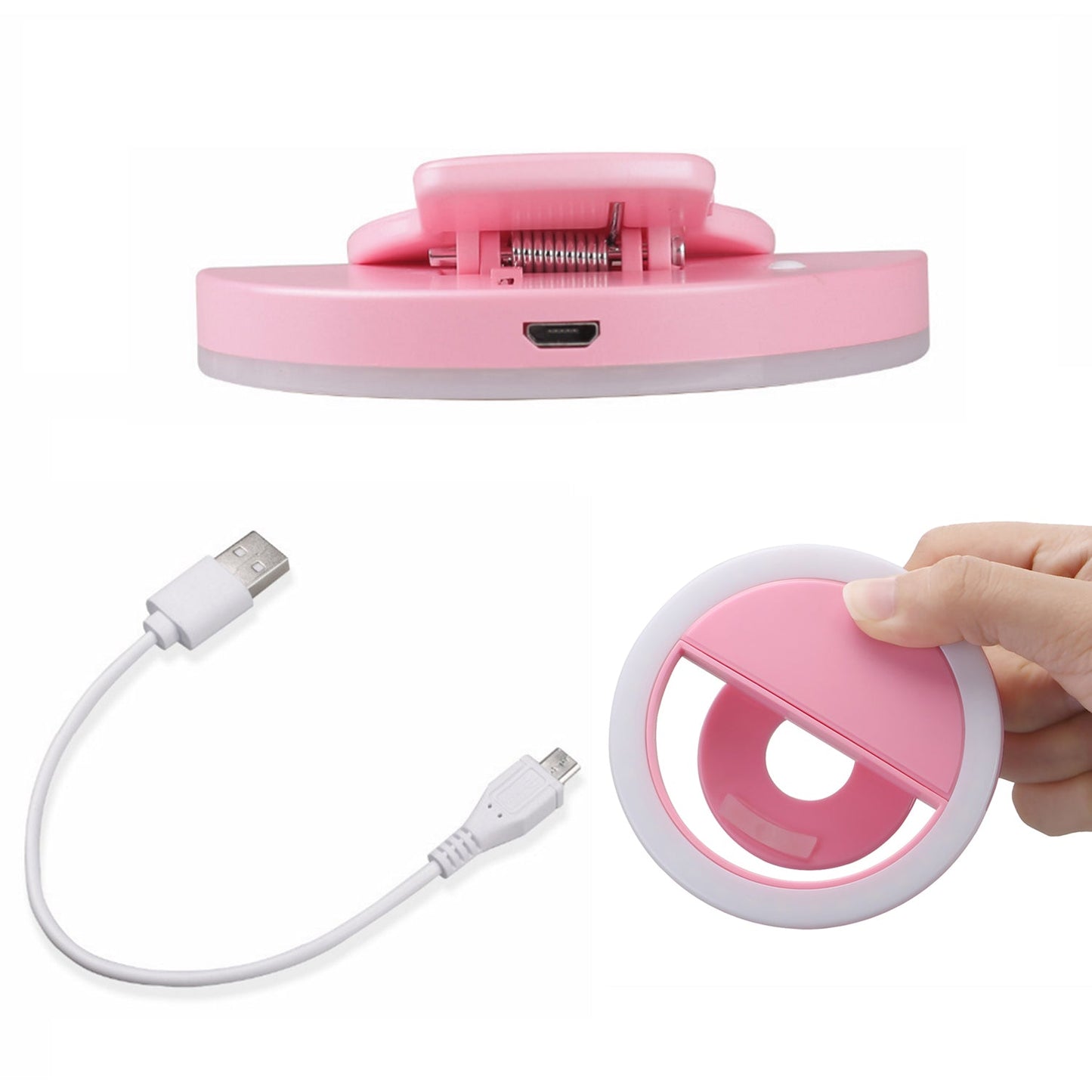 Selfie ring light mounted on a mini tripod stand, ideal for videos and streaming.
