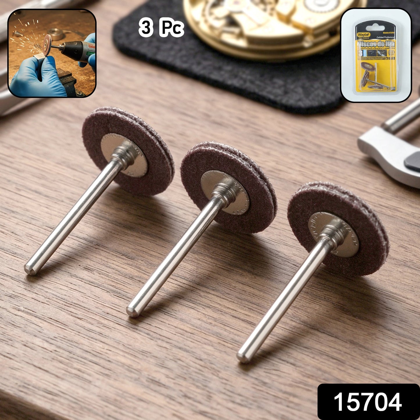 Mini drill attachments for grinding and polishing in rotary tools