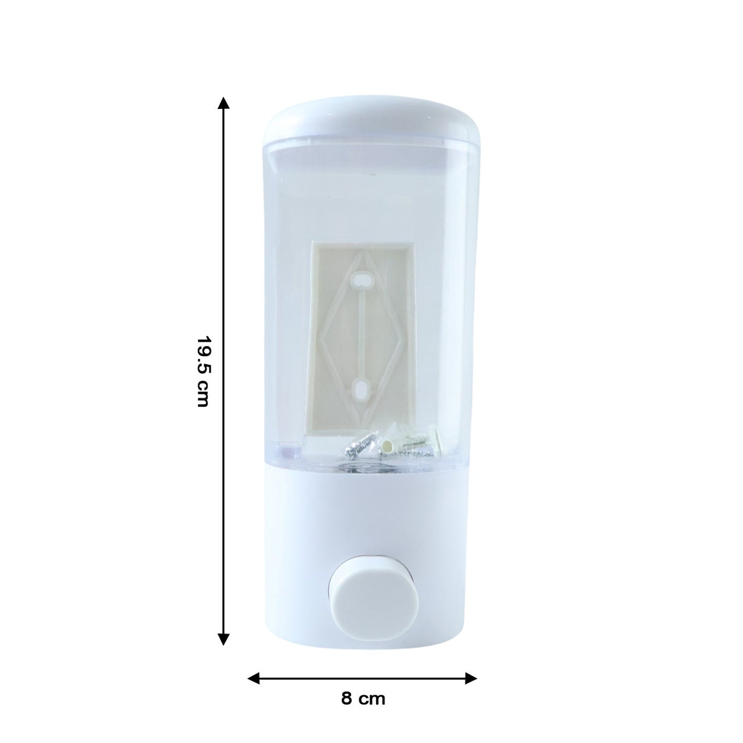 Refillable wall mounted soap dispenser in bathroom setting