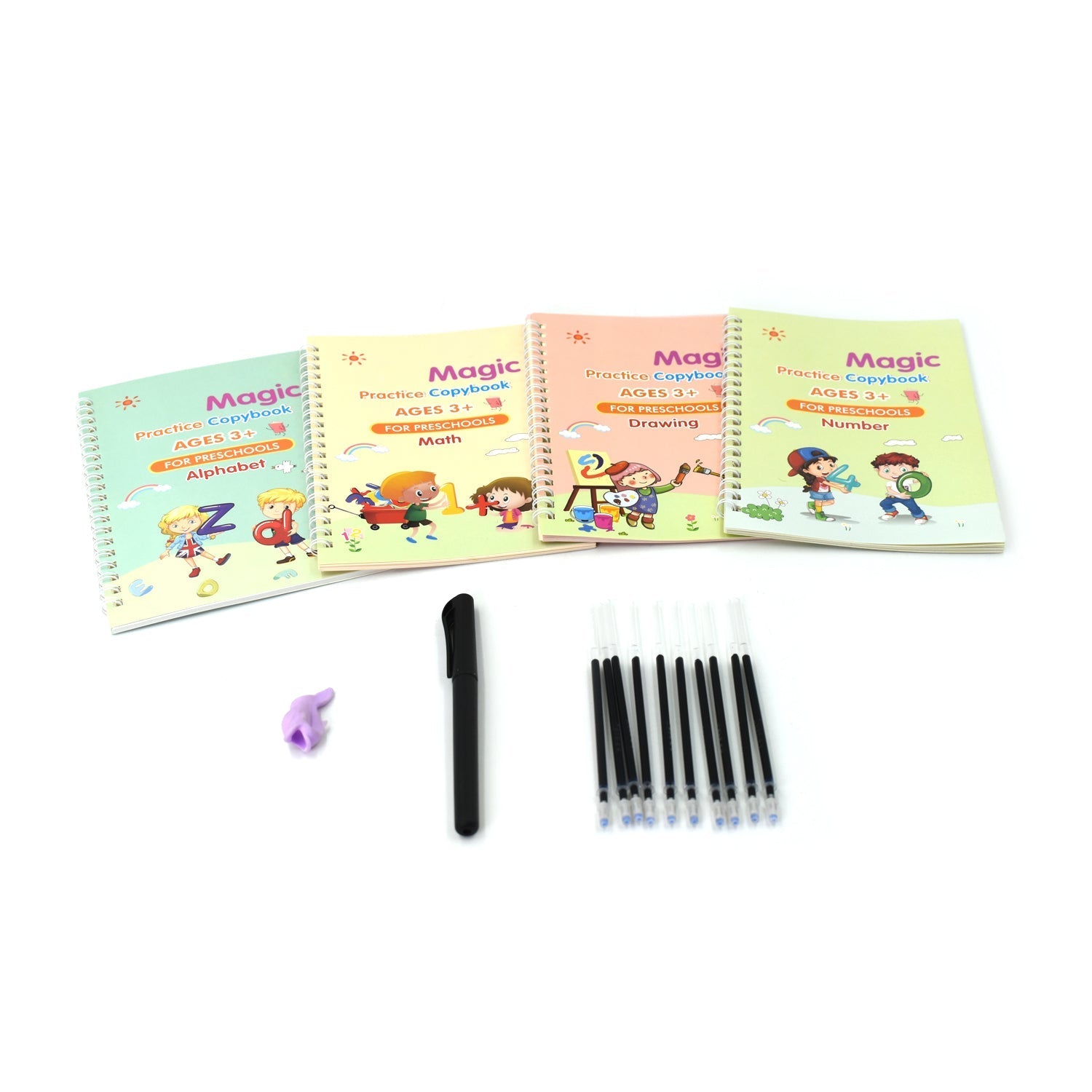 Child tracing letters in a Magic Copybook, promoting effective learning.