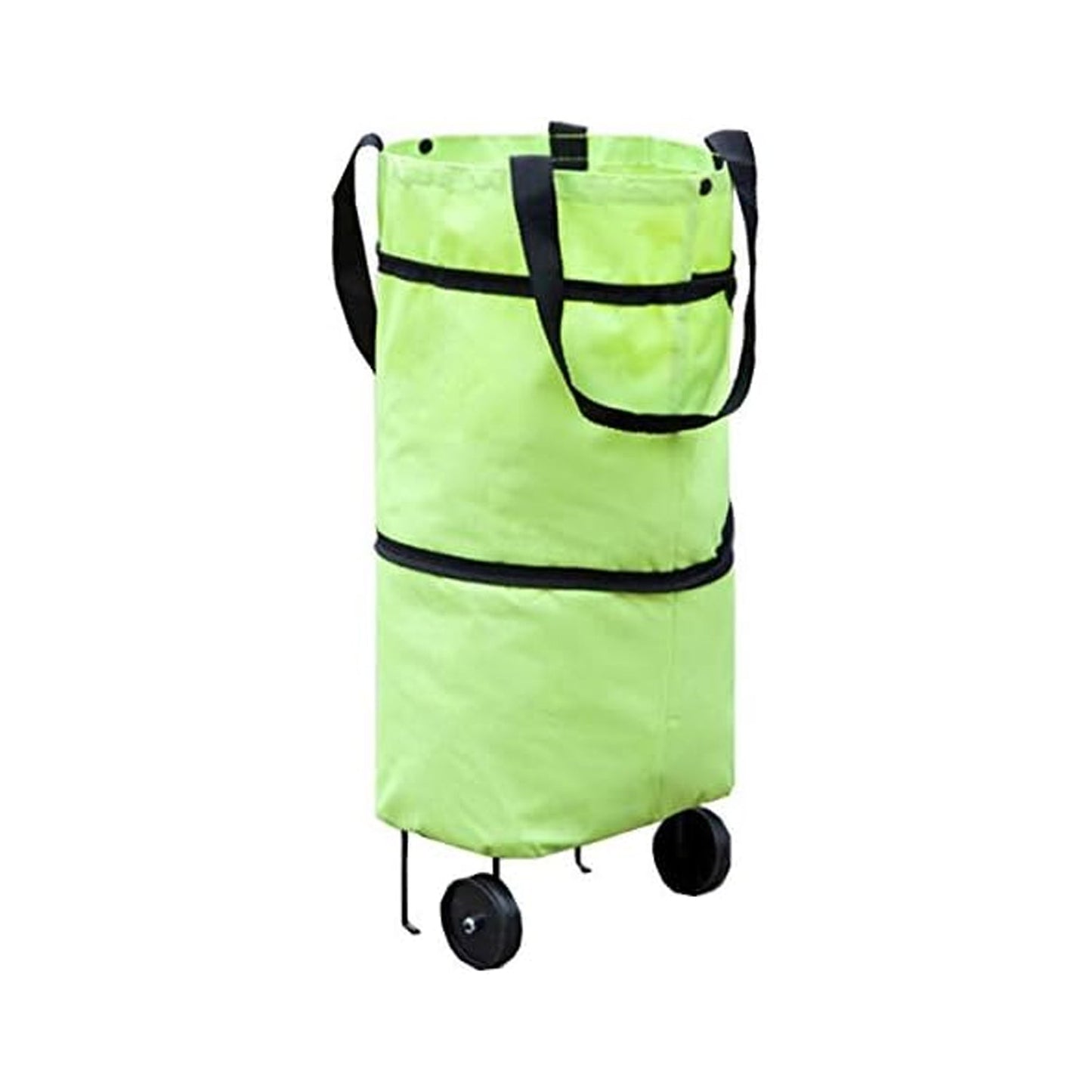 User effortlessly pulling the FERVENT foldable trolley bag with its durable wheels.