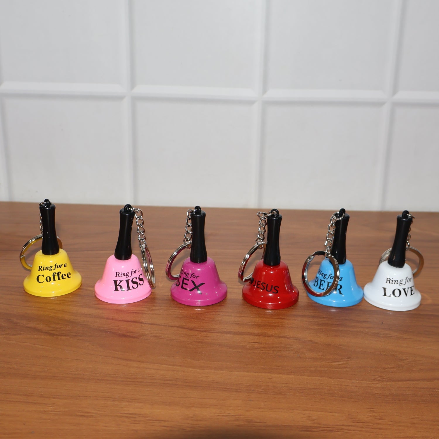 Durable metal 'Ring for Wine' charm keyring