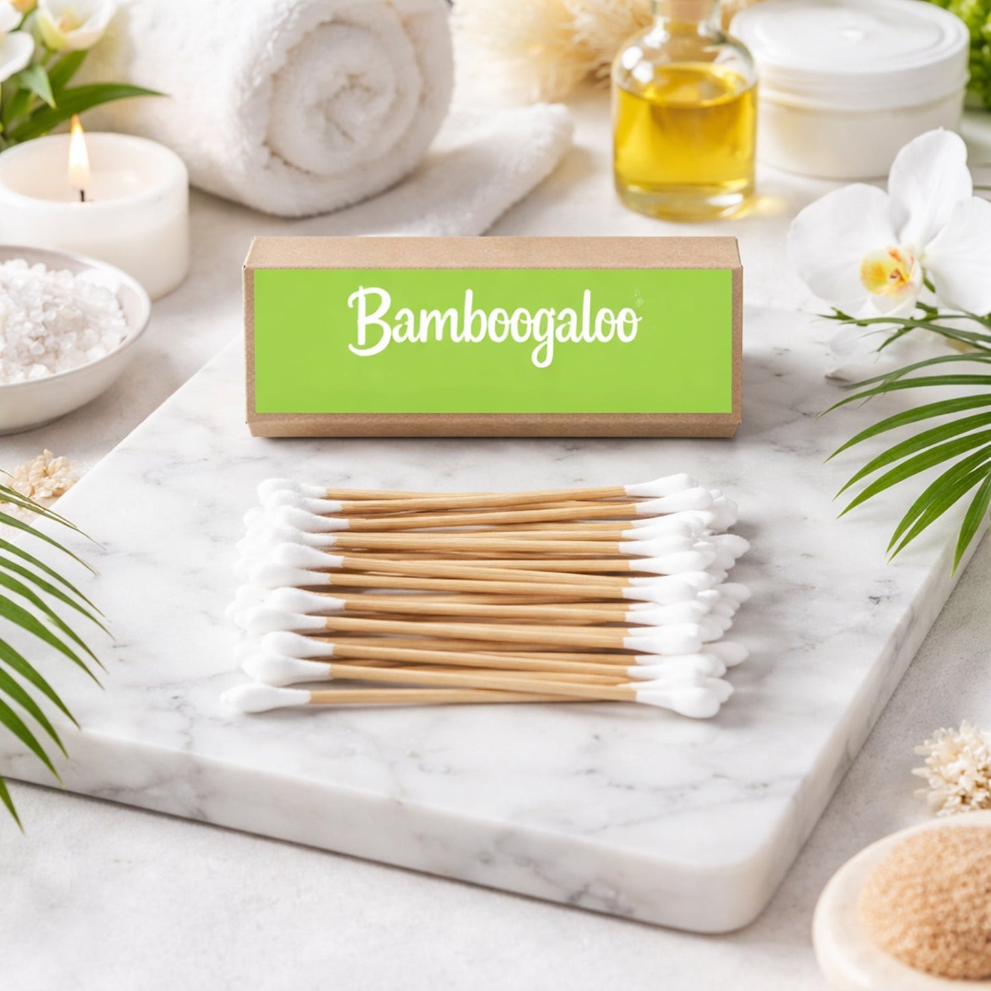 Bamboo toothbrush displayed in bathroom setting to promote sustainable hygiene