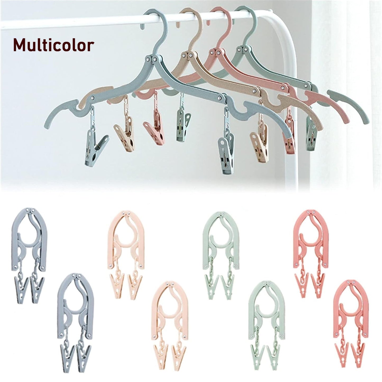 Foldable hanger with integrated clips for small garment drying