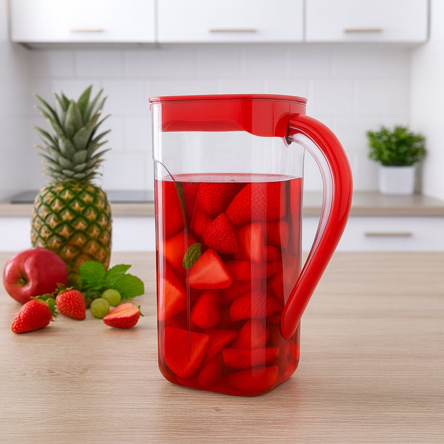 Convenient and stylish plastic juice pitcher for everyday use