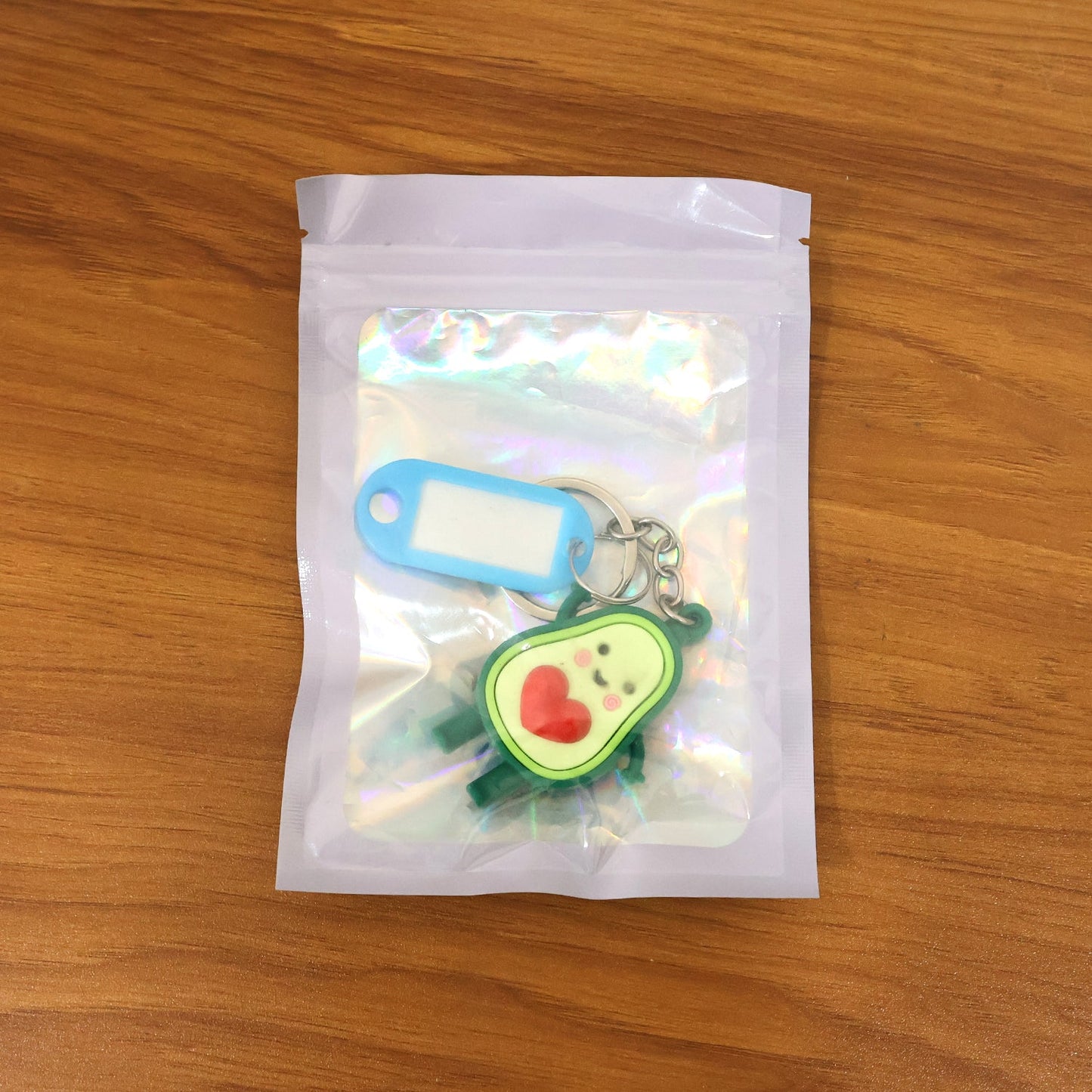 Cute and practical avocado keychain with metal key ring and name tag holder