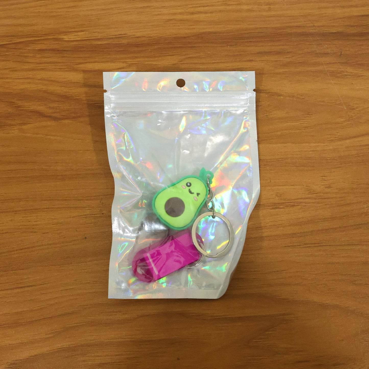 Novelty cartoon character keychain featuring a handy label tag holder