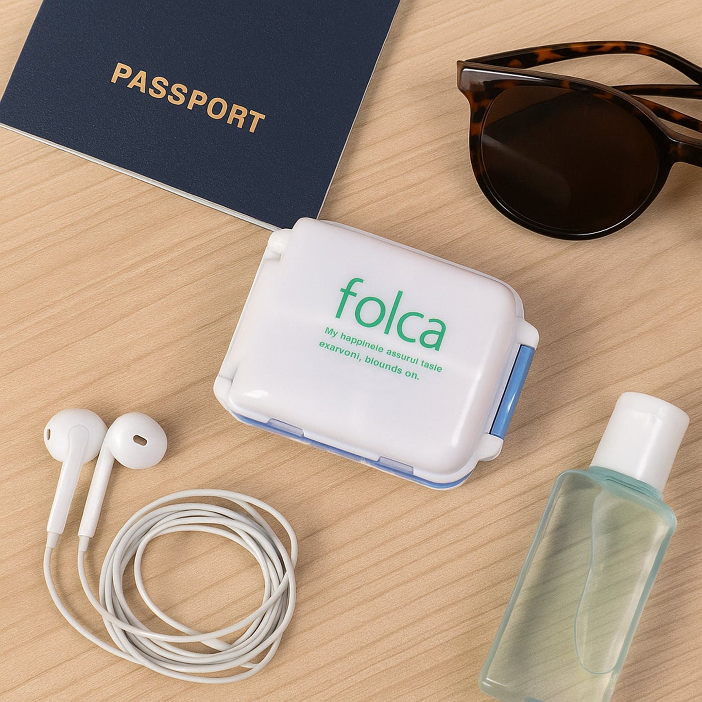 Portable pill organizer with BPA-free plastic