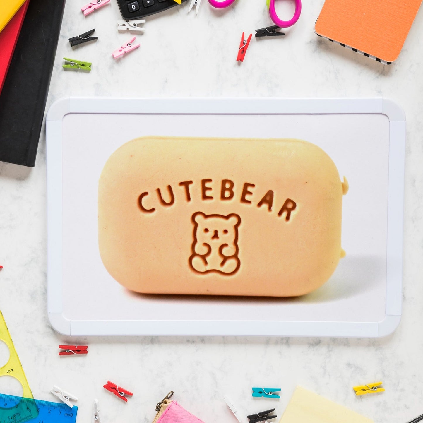 Cute soap-shaped erasers in vibrant candy colors for kids