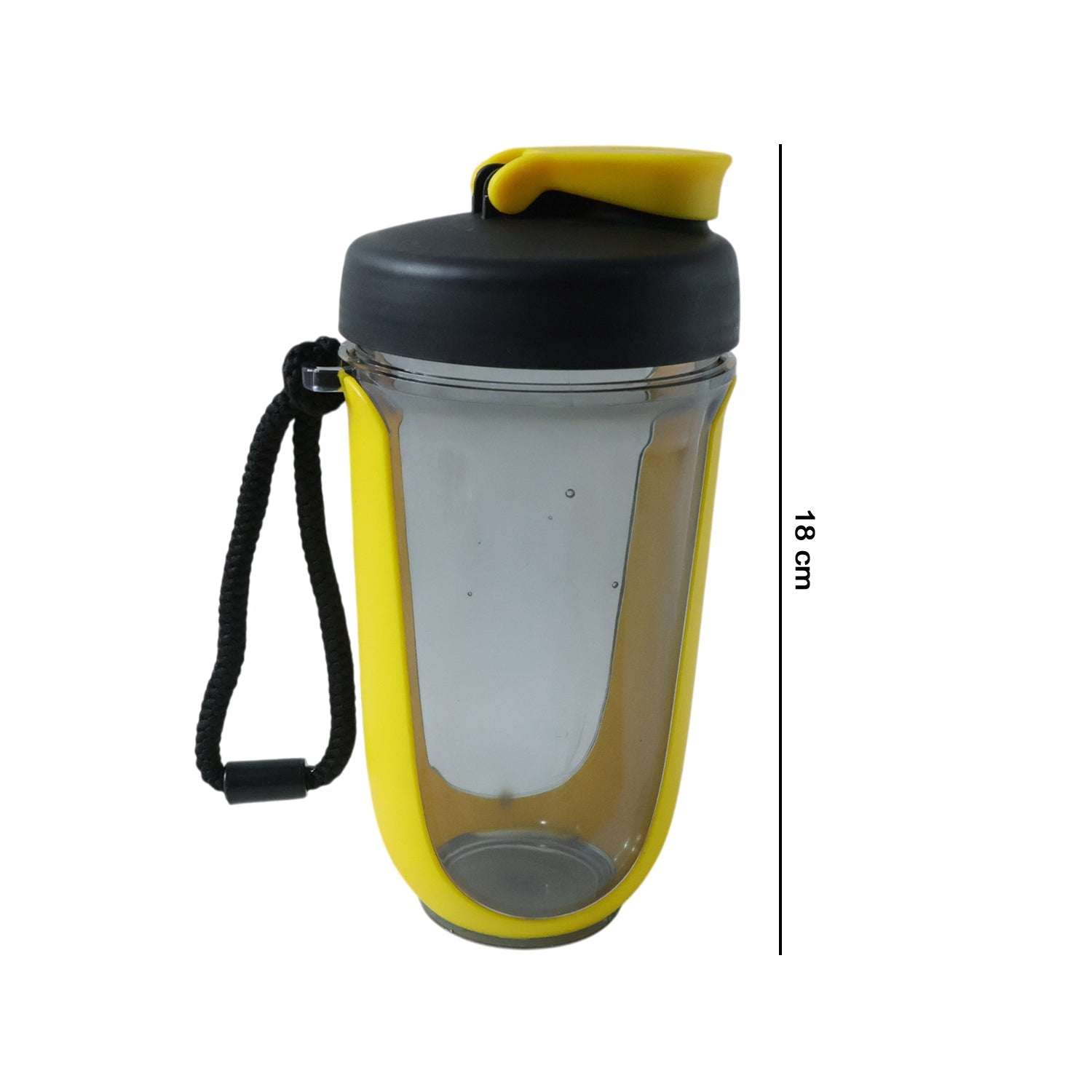 Compact portable protein shaker bottle in durable plastic for fitness use