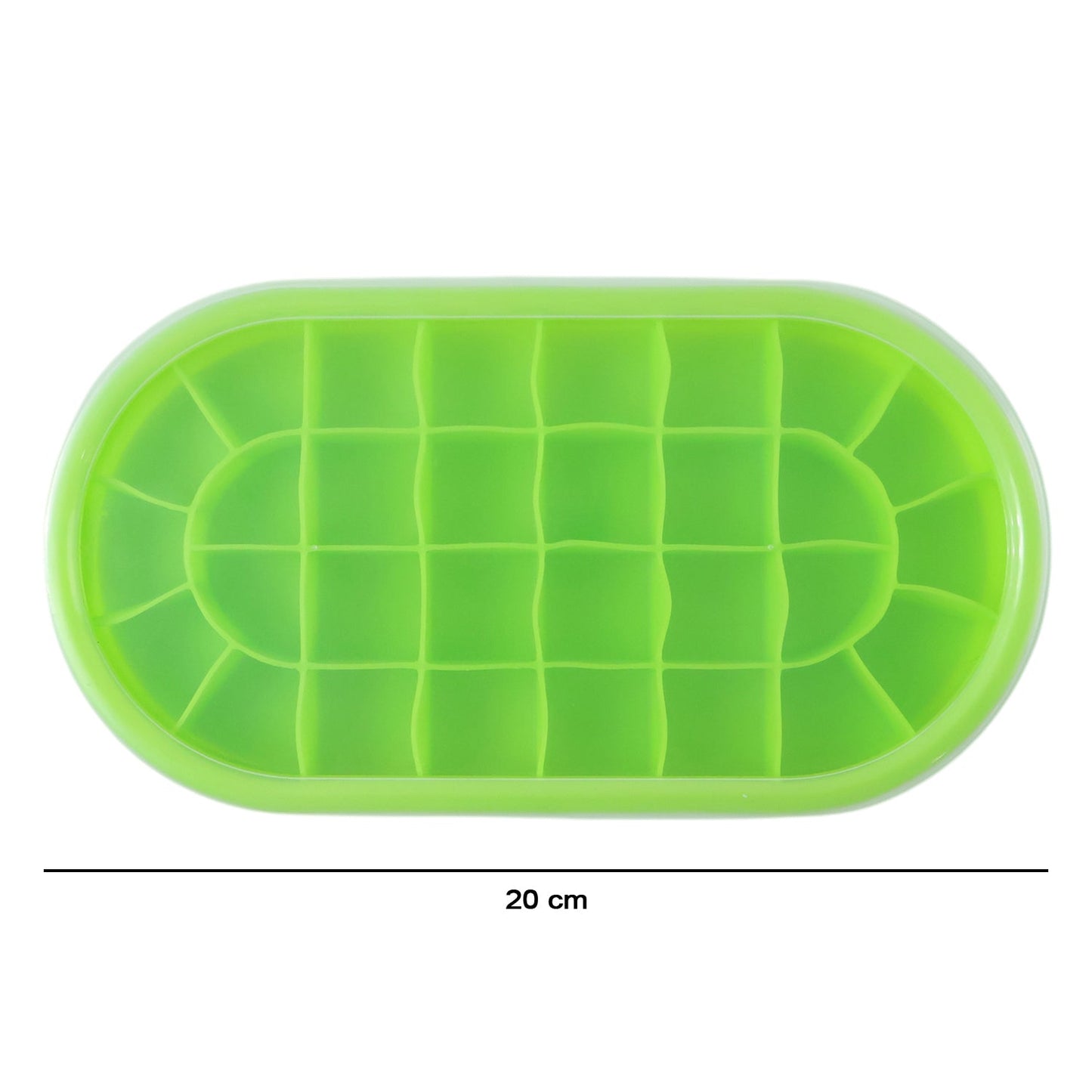 Green oval ice cube silicone tray for efficient freezing
