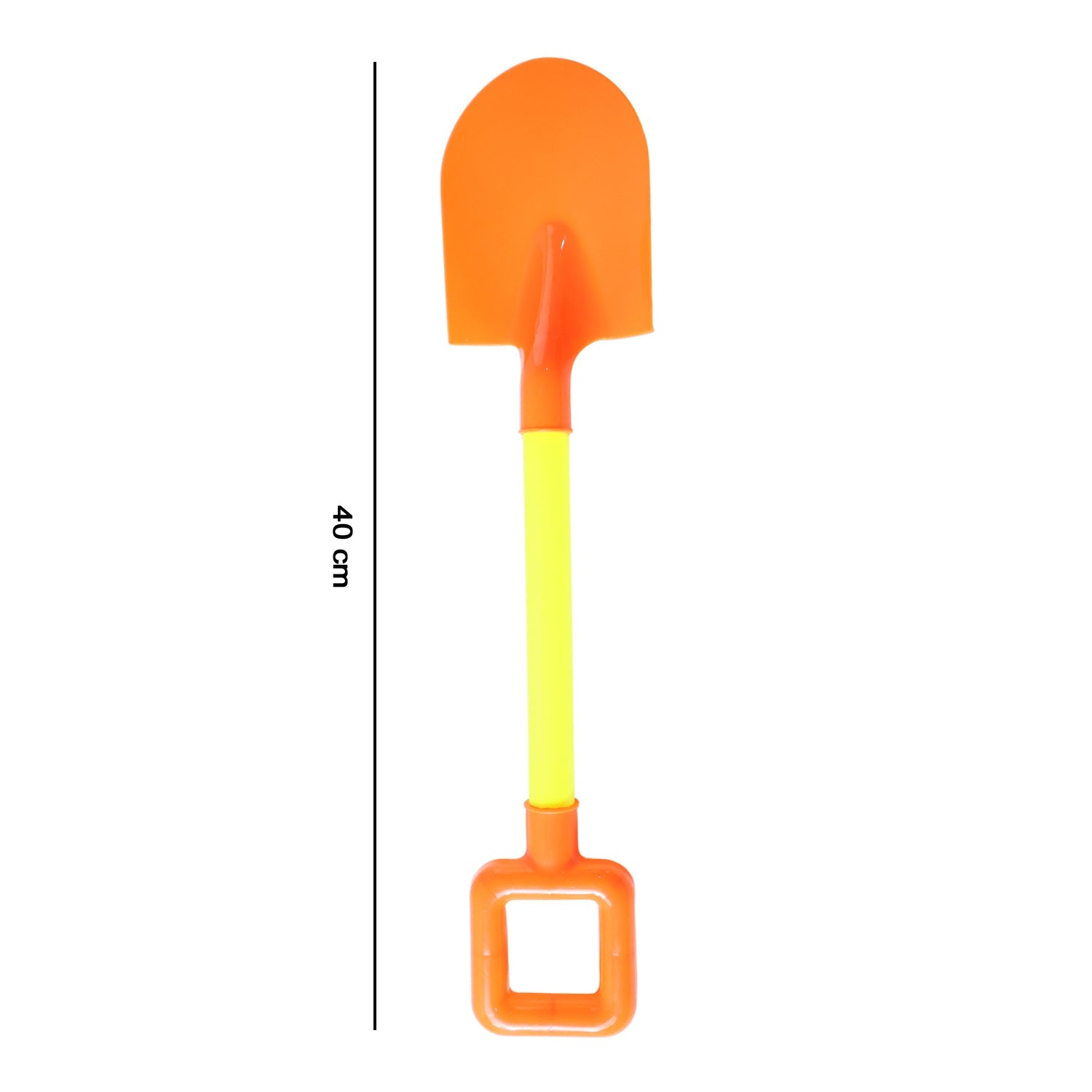 Kids plastic shovel resting on sand outdoors under sunlight