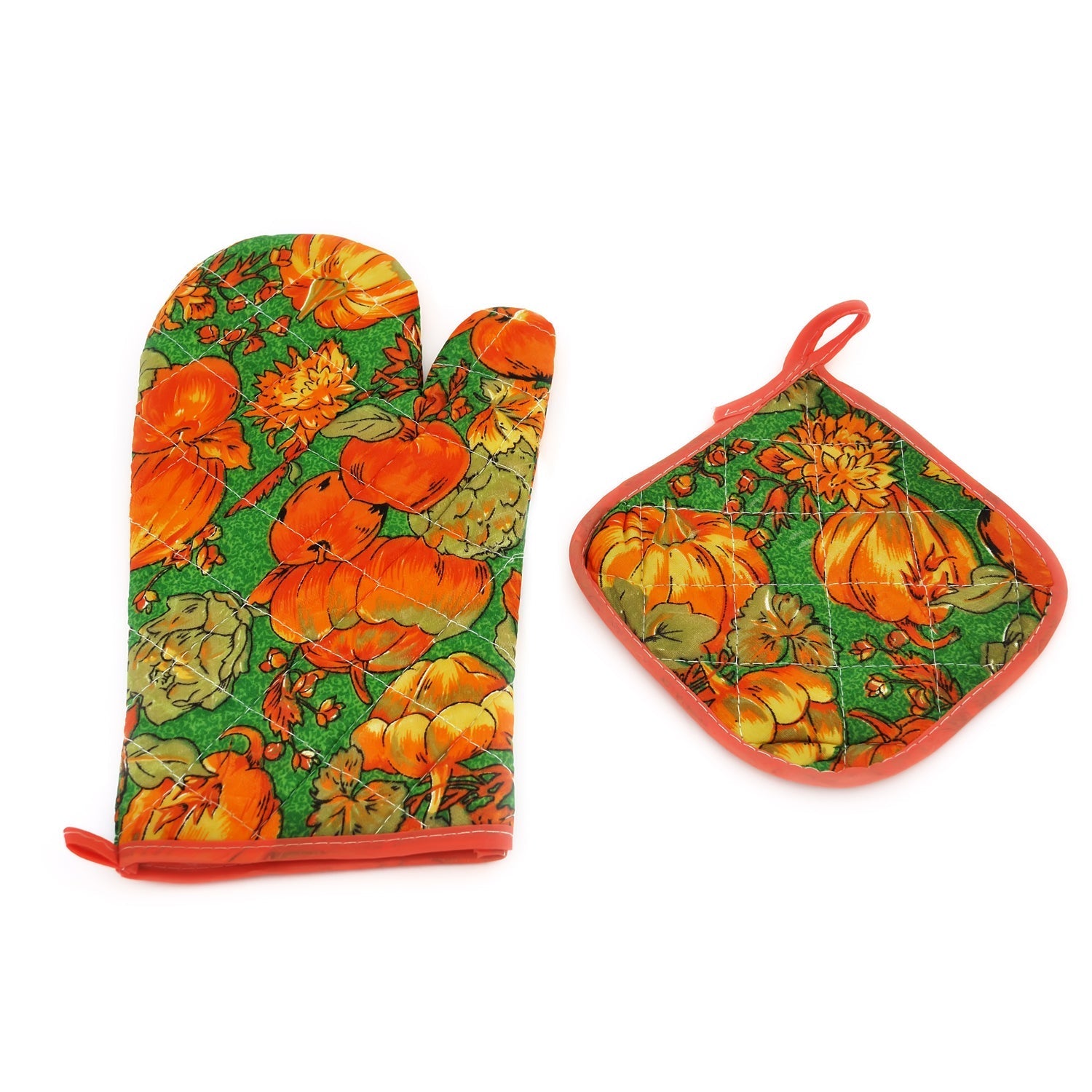 Cotton oven mitt safely holding a hot baking dish.