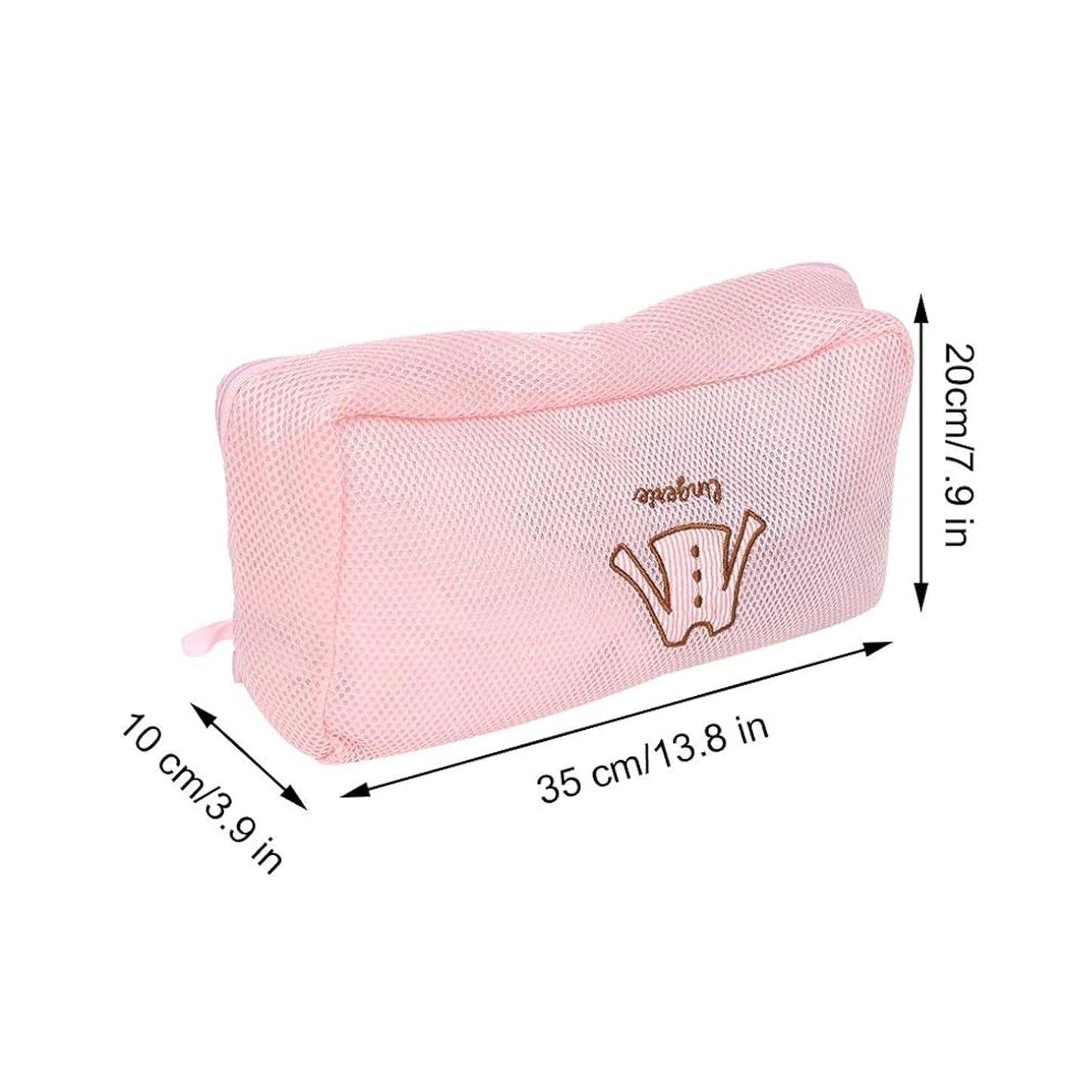 The durable zipper closure of the mesh wash bag for secure washing.
