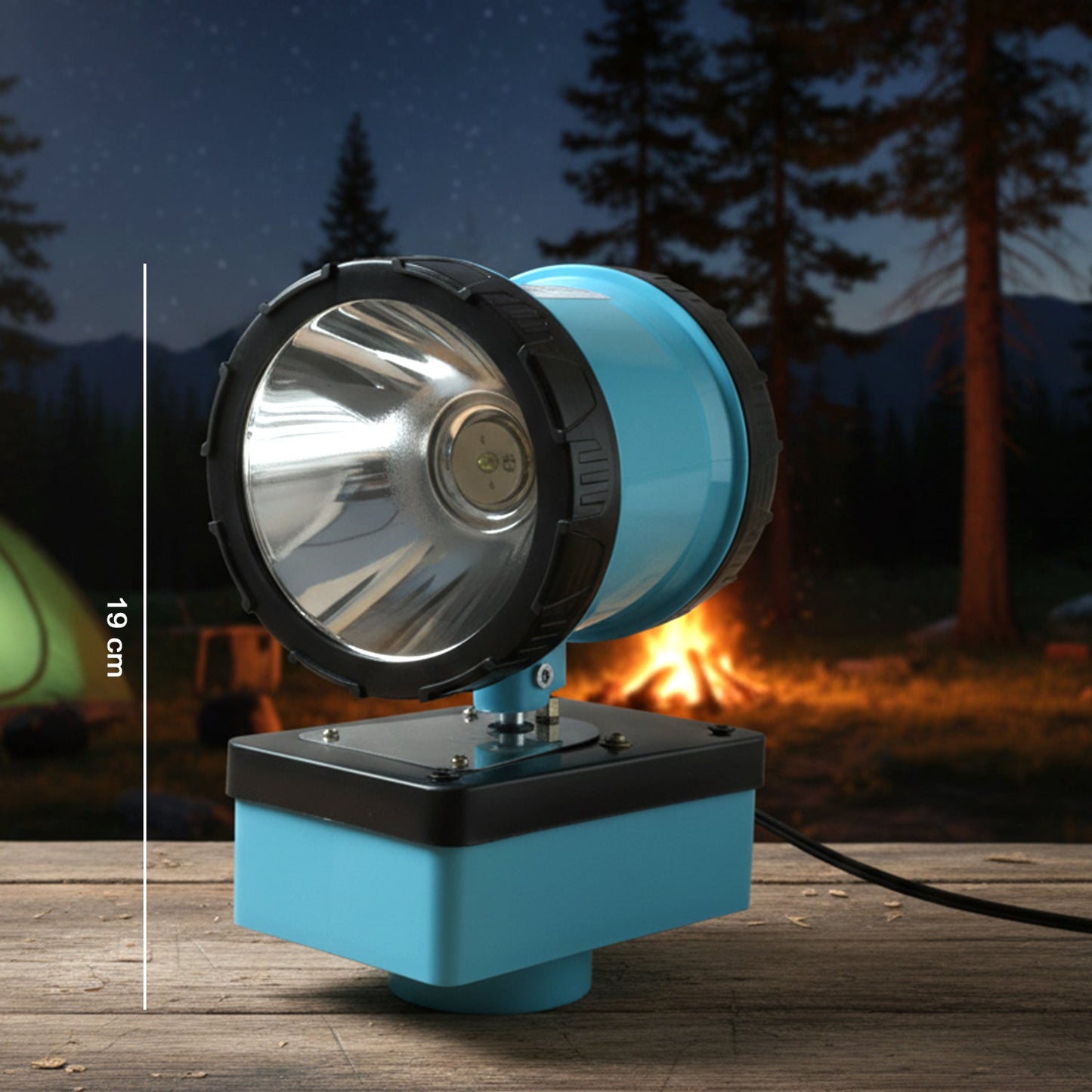 Heavy-duty outdoor spotlight with adjustable stand for farm and industrial security