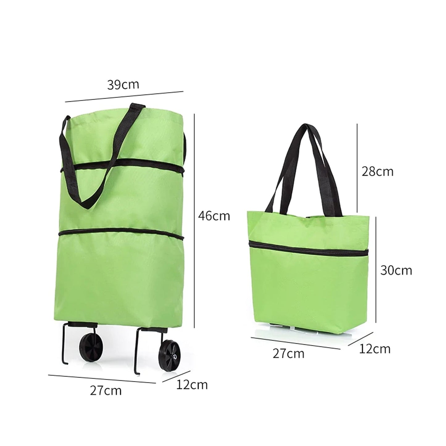 FERVENT foldable trolley bag fully extended, ready for a large grocery haul.