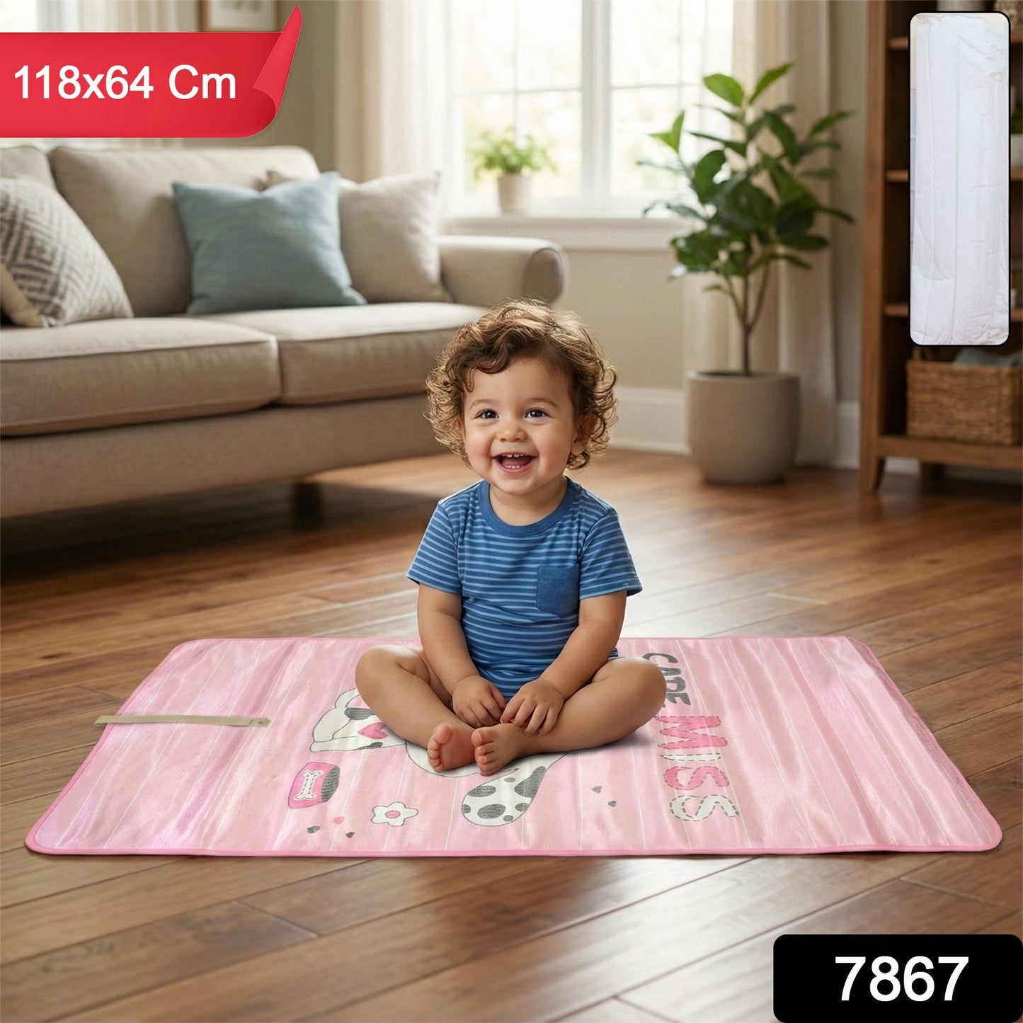 Overhead view of a large Baby Play Mat showing its vibrant, double-sided design.