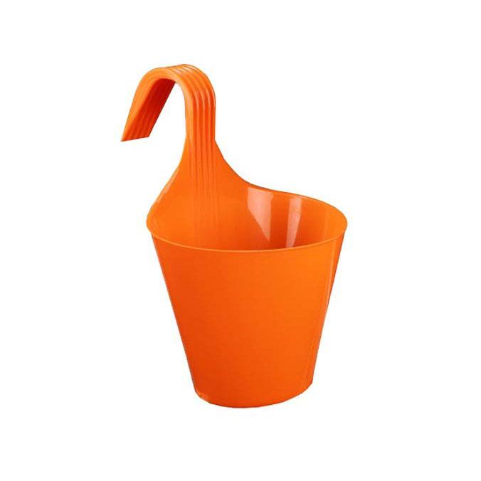 Durable plastic hanging planter pot with a sturdy hook.