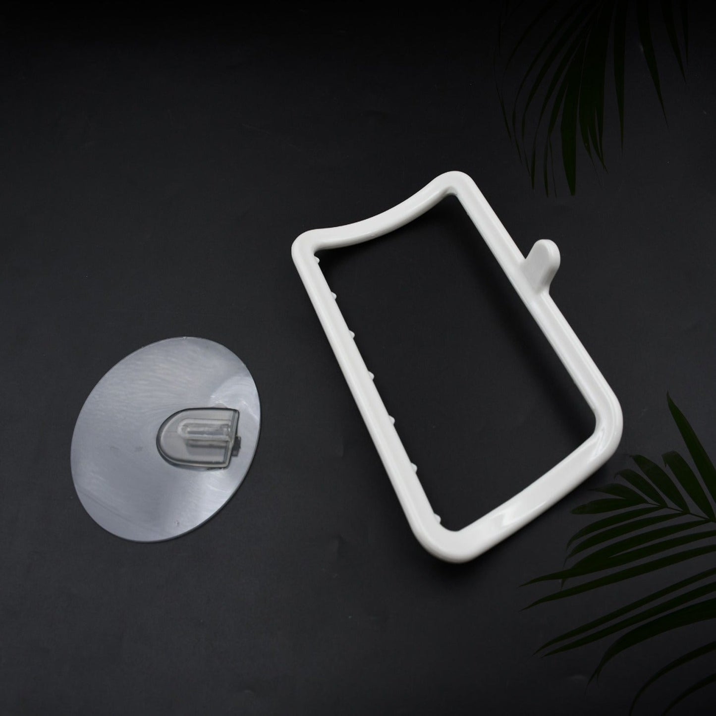 Easy-to-install no-drill towel hanger for convenient use in bathrooms and kitchens.