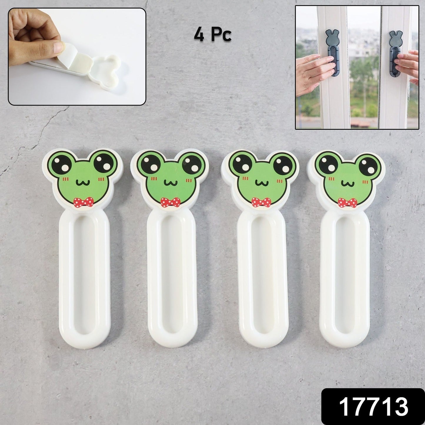 Close-up of self stick push pull helper attached to window frame for easy sliding